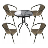 Juego Comedor Silla Ratan X 4 Y Mesa Jardin Exterior Balcon 