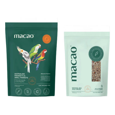 Croquetas Macao Para Ninfas Aves Chicas 500g + Mixtura 500g | Meses sin interés