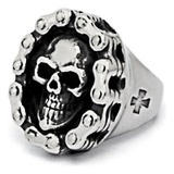 Anillo Calaveras Con Cadena De Morto Acero Quirurgico 316l