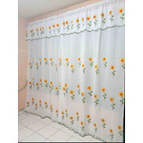  Cortinas Bordadas De Girasol  2.50m Ancho X 2.30m Largo 