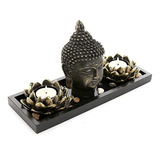 Mygift Cabeza De Buda Escultura Jardín Zen Set Con Vela