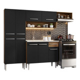 Mueble De Cocina Compacto De 229 Cm Con Fregadero Emilly Madesa 12 Color Rústico/negro