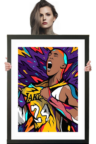 Quadro Poster Nba Kobe Bryant Decoração Basquete 84x60cm A1