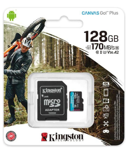 Cartão Kingston Micro Sd 128gb Canvas Go Plus Classe10 A2 U3