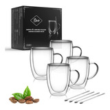 Libwys Paquete De 4 Tazas De Café De Doble Pared, Tazas De T