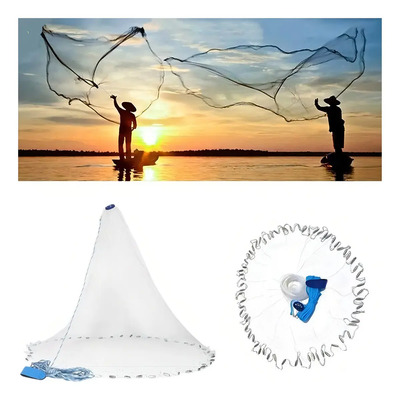 Red de Pesca Hanji Circular Nylon 4.2m Atarraya Camaronera Blanca | Envío gratis