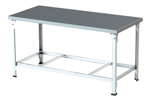 Mesa Bancada Tampo Inox 120x70 Cm Estrutura Branca Reforçada