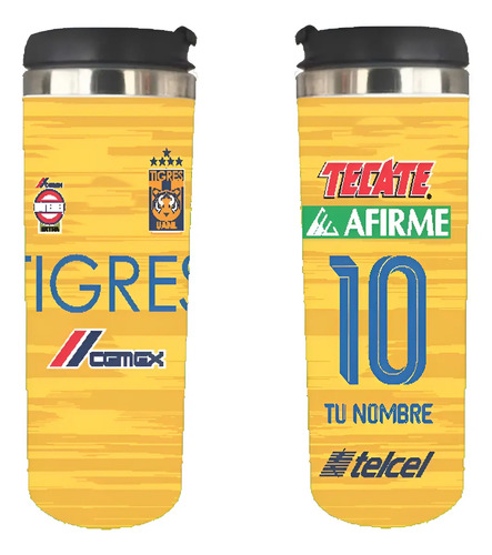 2termo De 500ml Equipos Tigres Persoalizado Nombre Y Numer