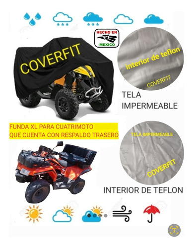 Funda Impermeable Cuatrimoto Dinamo Con Respaldo Trasero 