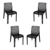 Combo 4 Sillas Sillon Perla Reforzado  Mascardi Negro