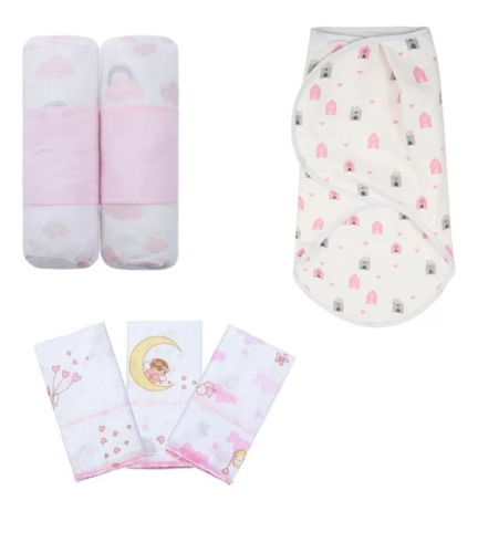 Kit 3 Babetes + Cueiro Swaddle + Segura Bebe Rolinho Rn