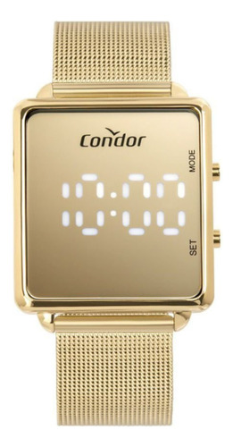 Relógio Condor Digital Dourado Feminino Aço Comd1202afs/4d