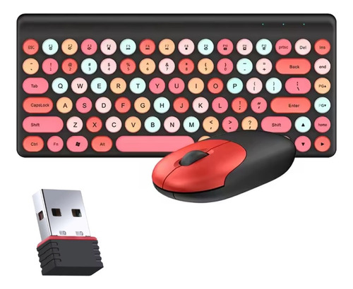 Kit Teclado E Mouse Sem Fio Wireless Usb Vintage P/ Notebook