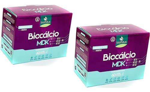 Kit 2 Biocalcio Mdk 60 Cápsulas Calcio 1250mg + Vitaminas