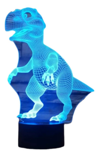 Lámpara Led Ilusión 3d Dinosaurio Rex 7 Colores 