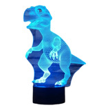 Lámpara Led Ilusión 3d Dinosaurio Rex 7 Colores 