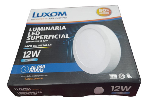 Plafón Led Aplicar Superficial Redondo 12w Luz Fría