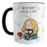 Taza Cat Lover.  Fines De Semana, Café Y Gatos. 