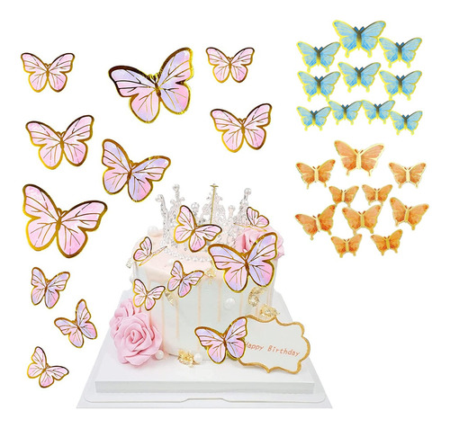 200pzs Decoración Pastel De Mariposa Letrero Feliz Cumpleaño