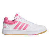 Tenis Mujer adidas Hoops 3.0  - Blanco-rosa       