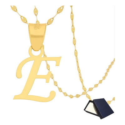Cadena Gargantilla Dije Letra E Iniciales Inicial Cadena 10k Grano Cafe 45cm Italy Dama Mujer Oro 10 Kilates Regalo Novia Oro Joyería Fina Regalo Novia Gargantilla Cadena Medalla Oro 10 Quilates | Envío gratis