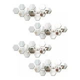 Pack X48 Vinilo Espejo Pared Adhesivo Hexagonal Decorativo 