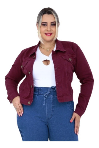 Jaqueta Jeans Feminino Plus Size Curta Blusão Plus