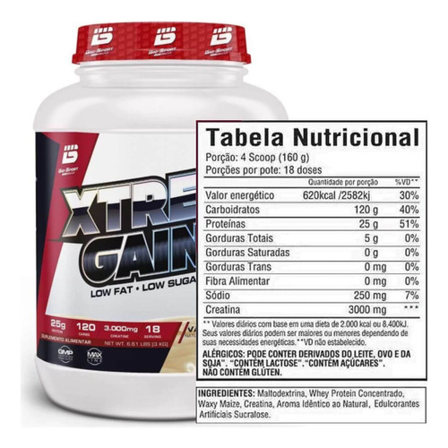 Massa Hipercalórico Importado Bio Sport Xtreme Gainer 3kg