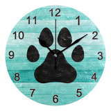Chifigno Reloj De Pared Con Estampado De Pata De Perro Negro