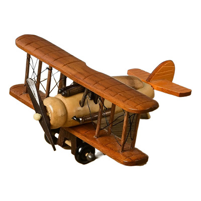 Modelo De Avión Madera Vintage Artesanía Sólida