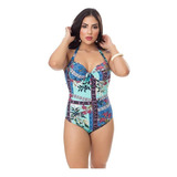 Maiô Frente Única Plus Size Estampado Moda Praia Fret Grátis