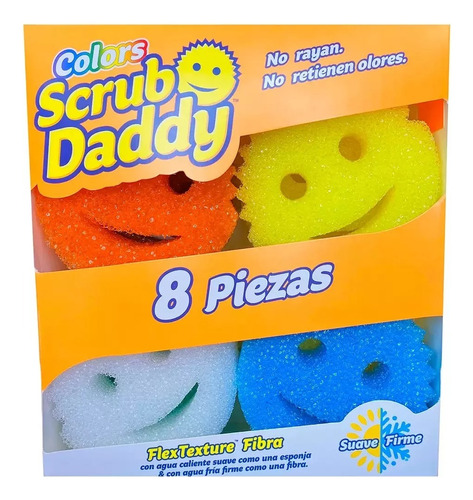 Scrub Daddy Fibra + Esponja 2 En 1  Multiusos 8 Piezas