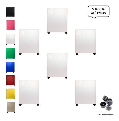 Kit 6 Puffs Quadrados Cubo Banqueta Decorativo Escritório 