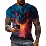 3d Animal Short Sleeve Streetwear Dragon Men's T-shirt