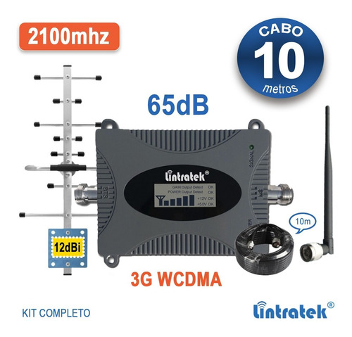 Kit Repetidor Sinal Celular 2100mhz 3g 65db Voz E Dados