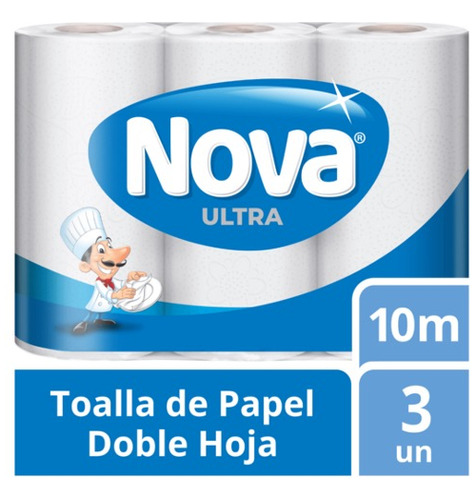 Toalla De Papel Nova Ultra Absorb 3 Un 10 Mt