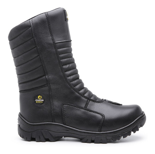 Bota Masculina Motociclista Coturno Motoqueiro Couro Confort