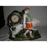 Antiguo Reloj Porcelana Violetero Aleman Hercules Y El Leon