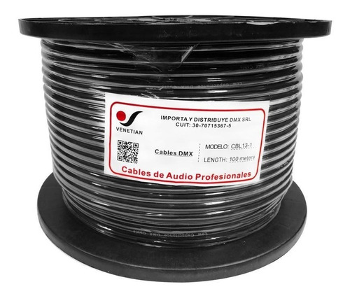 Venetian Cbl13-1 Rollo Cable Dmx 120 Ohms 100 Metros Para Luces Xlr Canon Ilminacion Full 