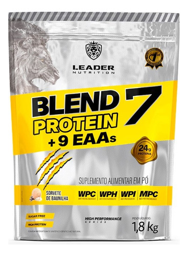 Blend 7 Protein + 9 Aminoácidos Pouch 1,8kg Leader Nutrition Sabor Sorvete De Baunilha