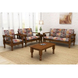 Conjunto De Sofá Madeira Maciça 3, 2 E 1 Lugares + Mesa!