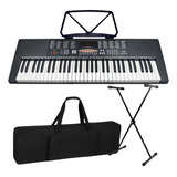 Kit Teclado Musical Estudante Iniciante 5/8 + Capa Suporte