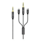 Cable Audio 3 En 1 Auxiliar A Auxiliar + Tipo C + Lightning