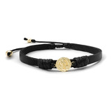 Pulsera San Benito Cuero Natural Oro Laminado Iconic Store