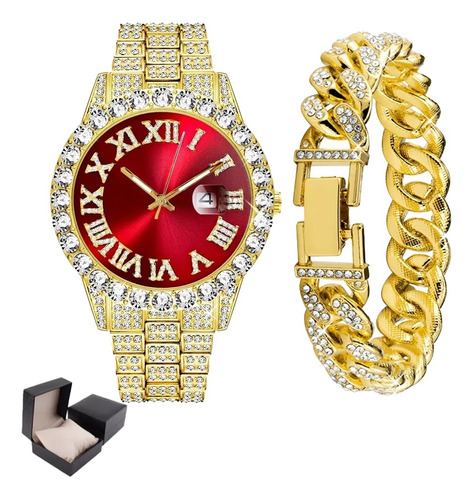 Reloj De Pulsera Unisex Estilo Hip Hop Con Diamantes De Imit