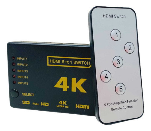Switch Hdmi Con Control Remoto 4k 1 A 5 Hdmi 3d Smart 