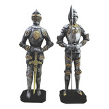 Kit Dupla Guerreiro Armadura Medieval Resina Espada Soldado