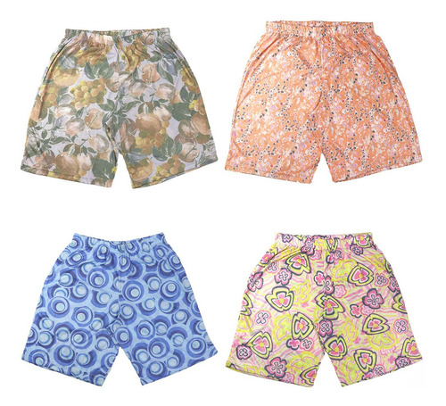 Kit 6 Bermudas Femininas Senhora Malha Estampado Cós Alto