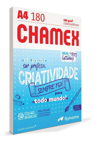 Papel Sulfite A4 Chamex Lettering 180g - 50 Folhas - Branco