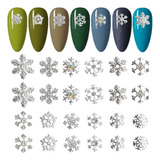 24 Pcs Snowflake Nail Art Charms Glitter 3d Crystals Di...